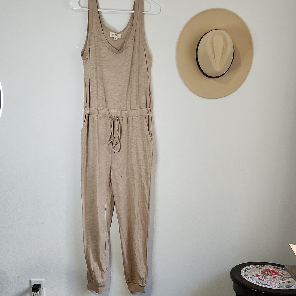 Listicle Beige Sleeveless Jumpsuit